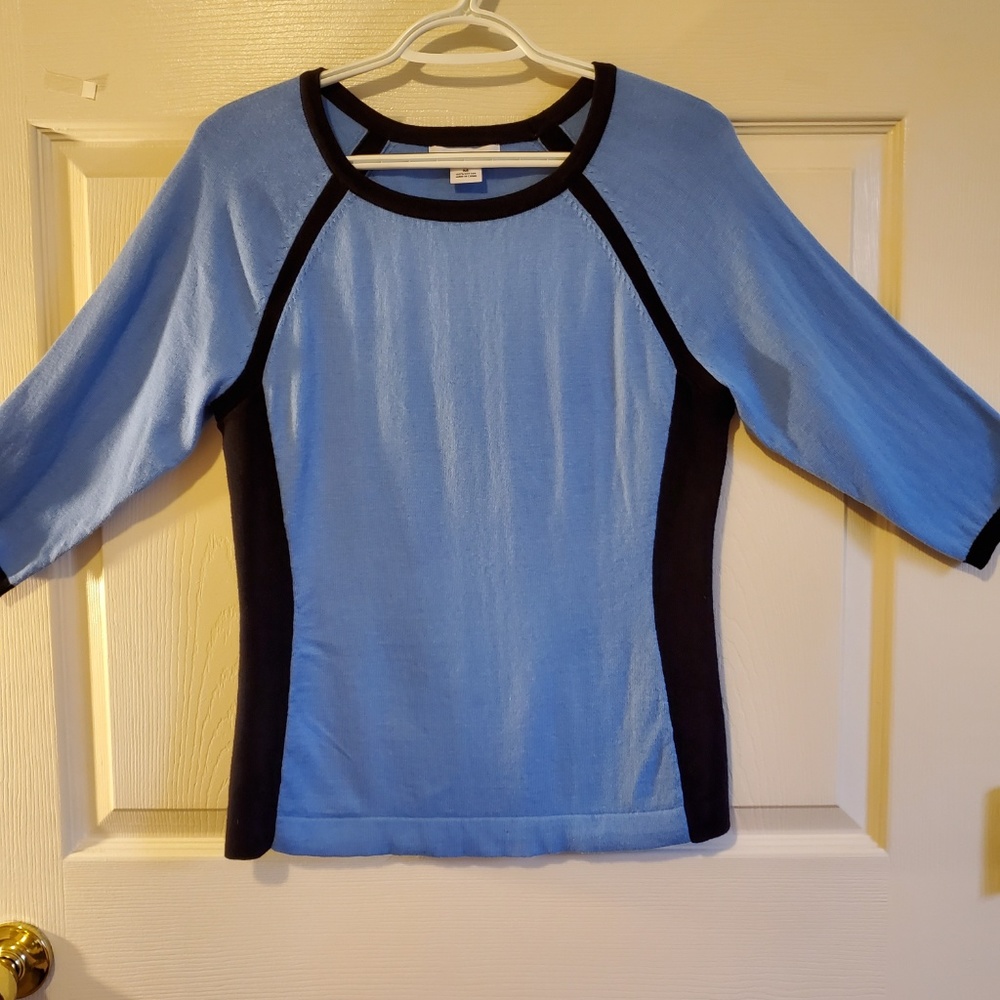 Liz Claiborne Sweater Color Block Blue & Black